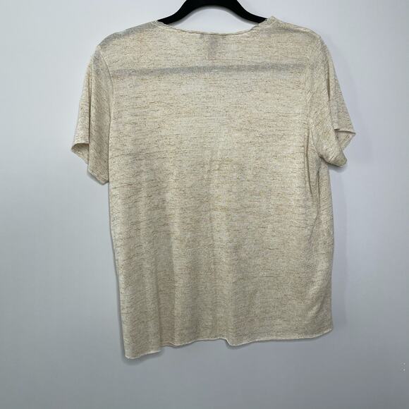 Forever 21 Short Sleeve Raw Hem V-Neck T-Shirt Top Heathered Tan Women's Size M - Picture 9 of 9